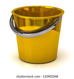 Gold Bucket Isolated On White Background