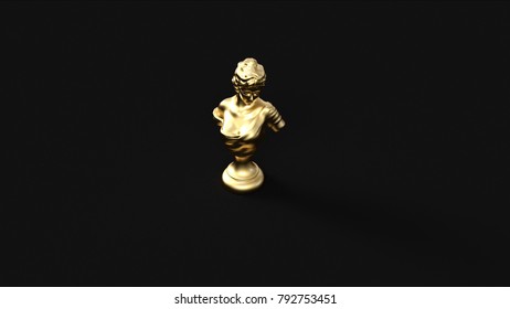 Gold Bust Statue 3d Illustration 3d Rendering
