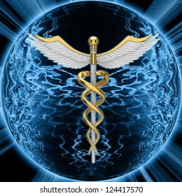 Gold Caduceus Medical Symbol