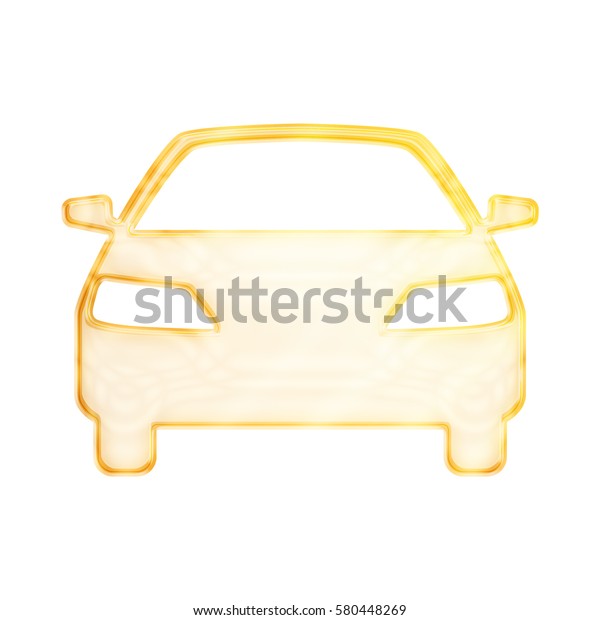 Gold Car Icon Illustration in Glossy Bright\
Golden Colors Isolated on White. Clipping path included to easily\
separate from\
background.