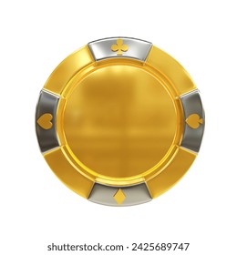 Gold casino chip isolated on white background. Top view. Casino or poker concept. 3d-rendering - Powered by Shutterstock