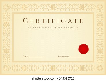 Gold Certificate Completion Template Sample Background Stock ...