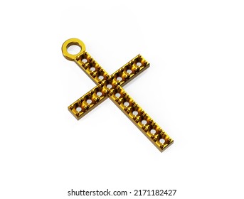 Gold Christian Cross 3d Render