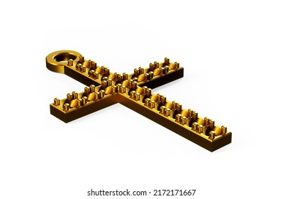 Gold Christian Cross 3d Render