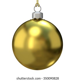 Gold Christmas ball. 3D render illustration isolated on white background - Shutterstock ID 350090828