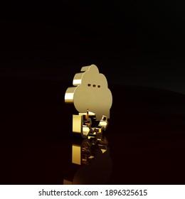 Gold Cloud technology data transfer and storage icon isolated on brown background. Adjusting, service, setting, maintenance, repair, fixing. Minimalism concept. 3d illustration 3D render.