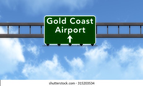 Gold Coast Australia Airport Highway Road Sign 3D Illustration