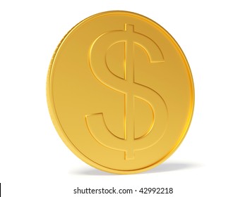 gold coin on white background