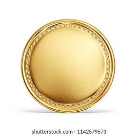 goldenes Münzzeichen einzeln auf weißem Hintergrund. 3D-Illustration