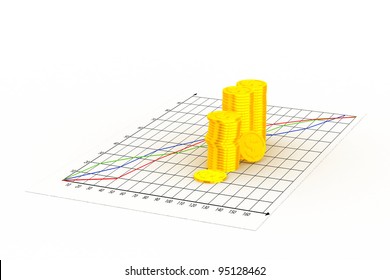 gold coin stack isolated on white