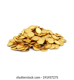 Gold Coins Isolated On A White Background.