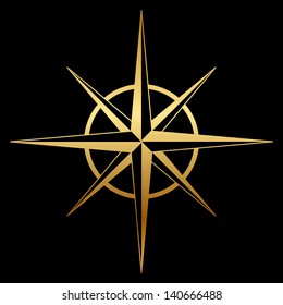 Gold Compass Rose Icon