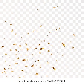 Gold Confetti Background, Isolated On Transparent Background