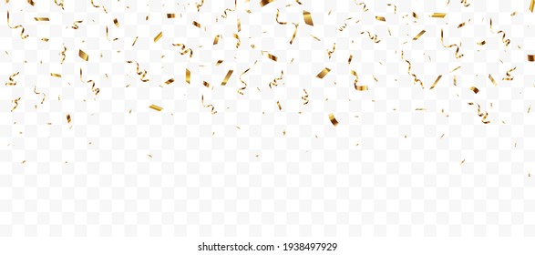 Gold Confetti Background, Isolated On Transparent Background