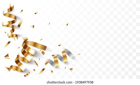 Gold Confetti Background, Isolated On Transparent Background