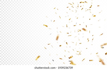 Gold Confetti Banner, Isolated On Transparent Background