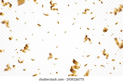 Gold Confetti Banner, Isolated On Transparent Background