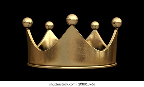 Gold Crown Isolated On Black Background High Resolution  3d