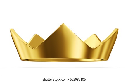 Gold Crown Isolated On A White. 3d Render