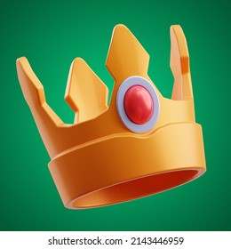 Gold Crown Of A King Cartoon And Game Asset Icon Set On Isolated Background 3d Rendering