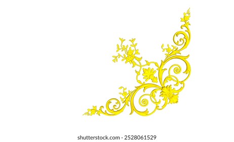 Gold decorative art ornament illustration: an intricate, elegant design set against a white background, perfect for adding luxury and sophistication to various creative projects or ornamental use - Powered by Shutterstock