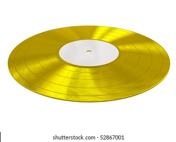 Gold Disk Record Isolated On White