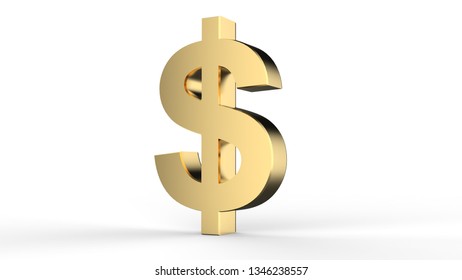 Gold Dollar Sing 3d Icon Money Illustration