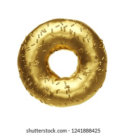 Gold donut isolated on white background. Minimal design art. 3d illustration. - Powered by Shutterstock