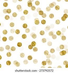Gold Dots On White Faux Foil Metallic Background Pattern