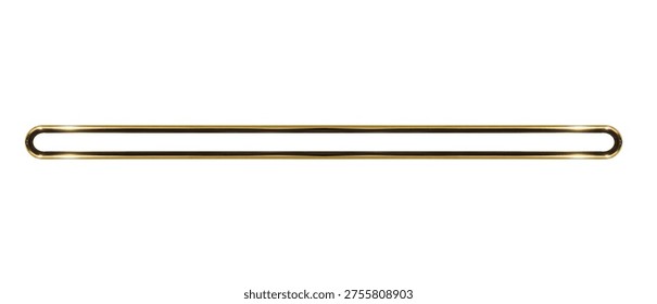 Gold double rounded pipe, horizontal. On isolated white background.