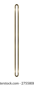 Gold double rounded pipe, vertical. On isolated white background.