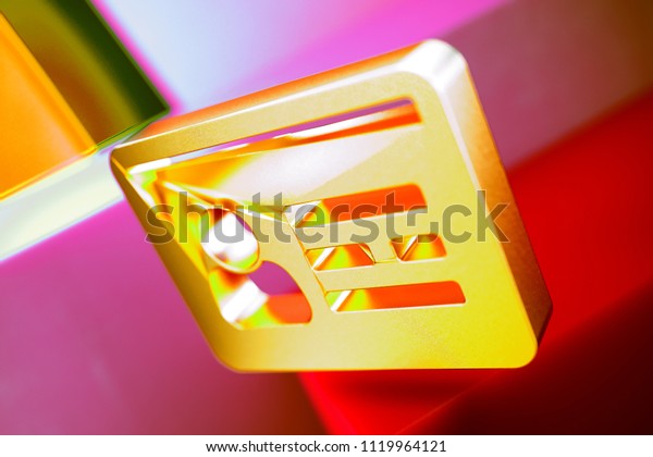 Gold\
Drivers License Icon on the Candy and Yellow Background. 3D\
Illustration of Gold Card, Driver, Id, Identity, License Icon Set\
With Geometric Boxes on the Candy\
Background.