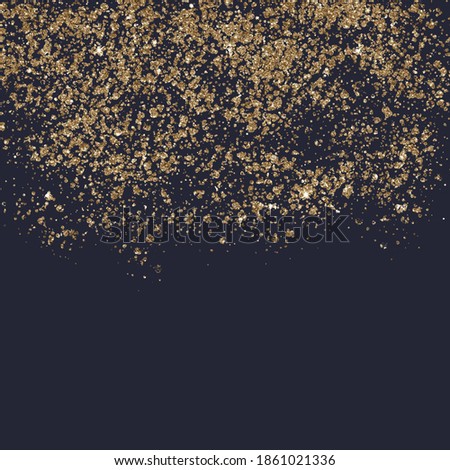 Gold dust falling down, behing the black background