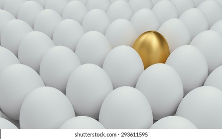 Gold egg among the usual. Concept of success.