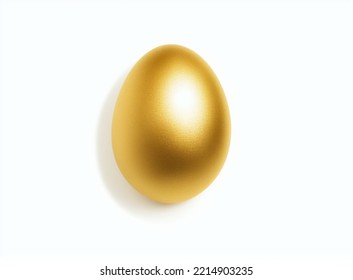 Gold Egg Isolated On White Background