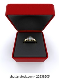 Gold Engagement Ring Red Box Stock Illustration 22839205