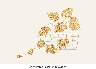 Gold English Ivy Houseplant Element Graphic