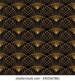 Gold Fan Pattern Art Deco Style Stock Illustration 1903367881 