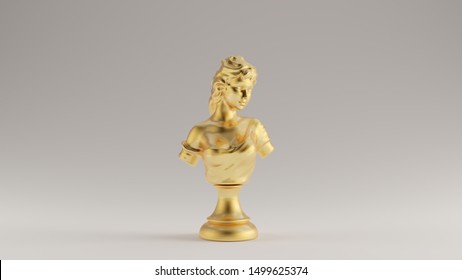 Gold Female Bust Sculpture Front View 3d Illustration 3d Render