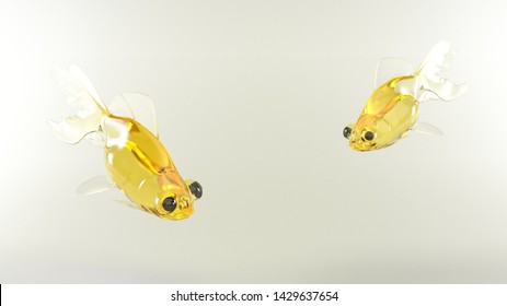 Gold Fish Oil 3d Rendering, 3d Illustration