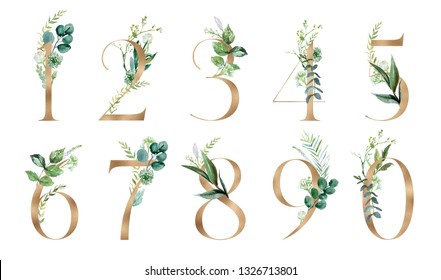 gold floral number set digits 1 stock illustration 1326713801 shutterstock