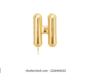 Gold foil alphabet, Letters H isolated on white background. 3d rendering