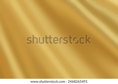 Gold foil leaf texture background with glass effect, abstract wavy silky backdrop.