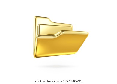 Gold folder with document list icon. 3d folder and paper for management file. document efficient work on project plan concept. 3d rendering