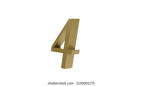 Gold Four 4 Number 3d Illustration Stock Illustration 2150501175 ...