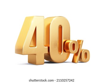 Gold fourty percent isolated on white. Forty 40% income or 40% off on sale concept. 3d rendering - Powered by Shutterstock