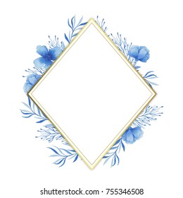 Gold Frame Blue Watercolor Colors Suitable Stock Illustration 755346508 ...