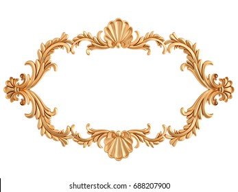 Gold Frame On A White Background. Isolated. 3D Illustration