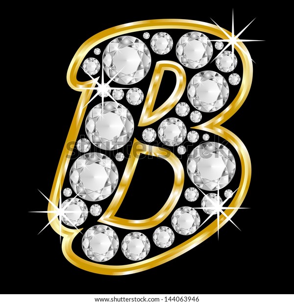 Gold Framed Alphabet Letter B Filled Stock Illustration 144063946