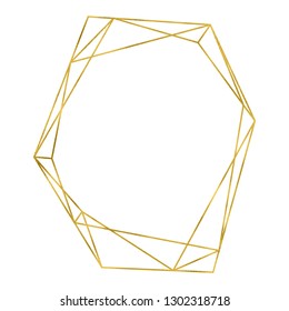 Gold Geometrical Polyhedron Linear Frame, Art Deco Style 